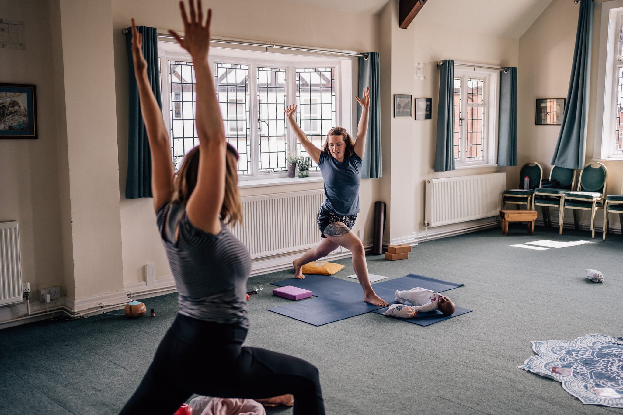 yoga pose with baby